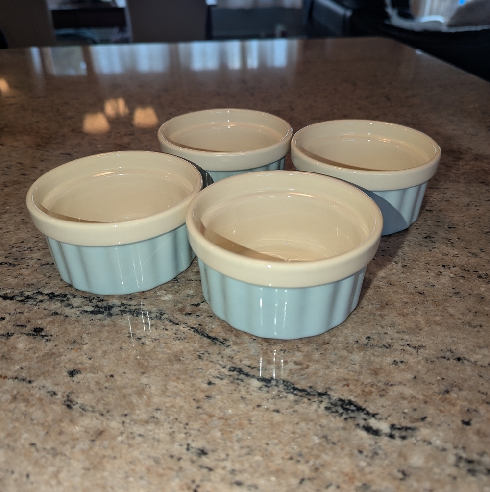 LIKE NEW Four Small Baby Blue Ramekins